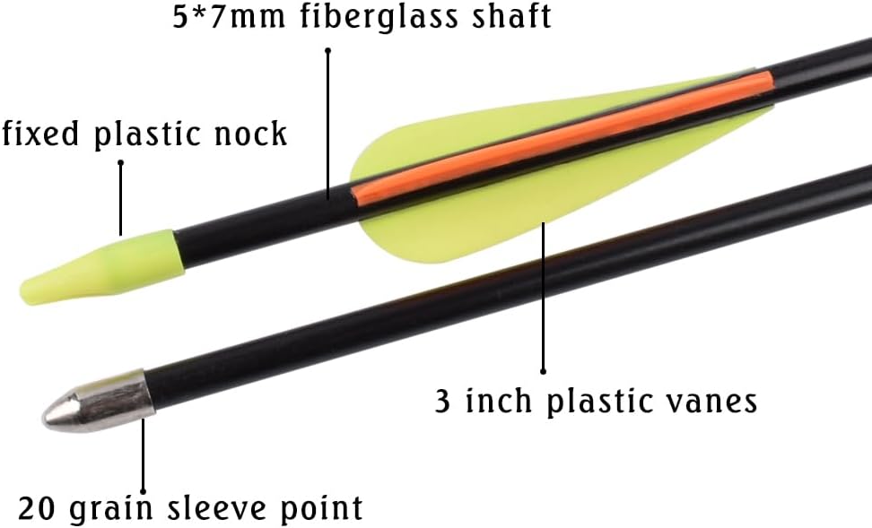 Practice Fiberglass Arrows - Archery Target Shooting for Youth & Beginners | 24/26/28/30 Inch, 6/12 Pack