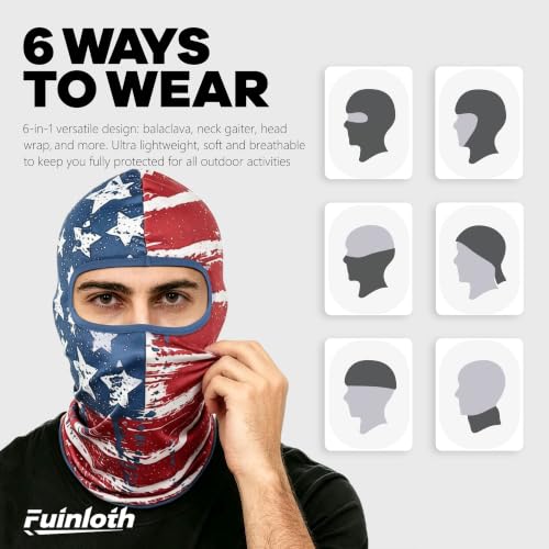 Balaclava Ski Mask - Summer UV Protection & Cooling - US Flag 1