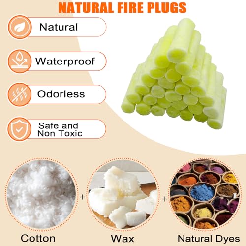 Fire Starter Plugs - 50 Pack Odorless Cotton, Yellow