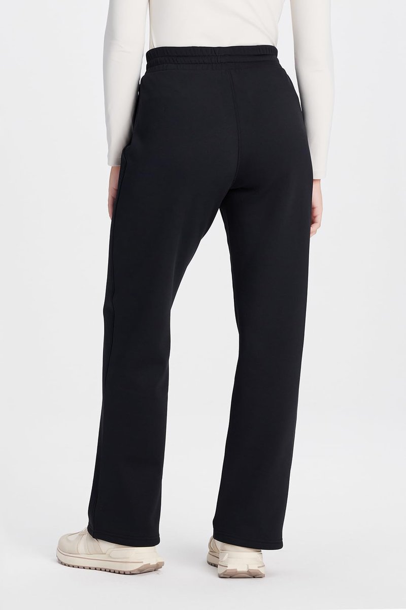 Yogipace Petite Women's CozyWarmth Thick Thermal Fleece Sweatpants, Relaxed Straight Leg Lounge Pant,29",Black,Size M