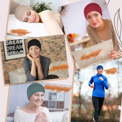 Soft Chemo Headwear for Women - 2 Pcs Lightweight Hair Cap - Black & Light Grey