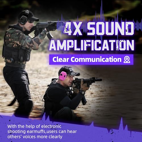 Electronic Shooting Earmuffs with Ambient Sound Amplifier - Black & Purple