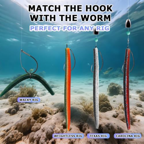 Soft Plastic Fishing Worms 15Pcs - Salt Infused, 4" Length