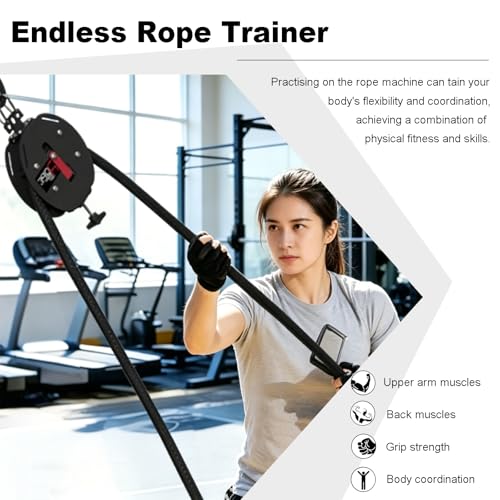 Endless Rope Trainer with Adjustable Resistance (11-66 lbs) - Black and Red