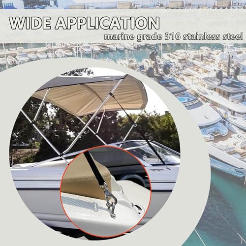 Marine Bimini Top Straps Adjustable Webbing with Stainless Steel Snap Hooks - Heavy Duty Boat Awnings, 2 Pack