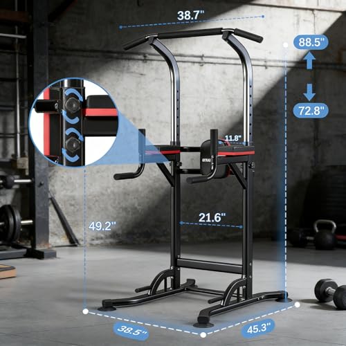 Multi-Function Pull Up Dip Bar Station - Black for Home Gym