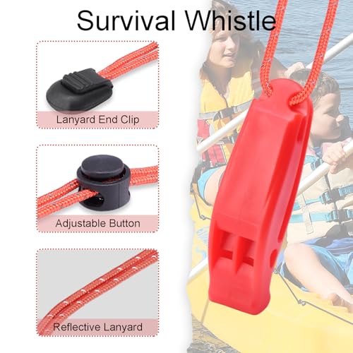 4-Pack Emergency Survival Whistles with Reflective Lanyard - Orange