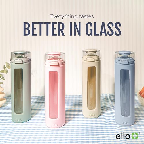 Ello Syndicate 20oz Glass Water Bottle with Flip Lid - Cashmere Pink