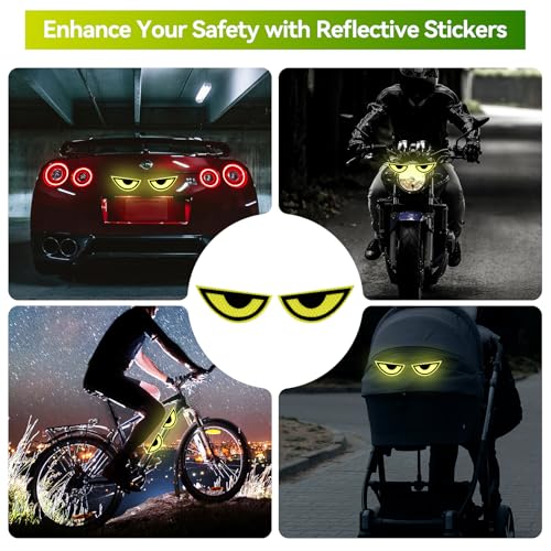 Reflective Demon Eye Stickers for Cars & Helmets - Green