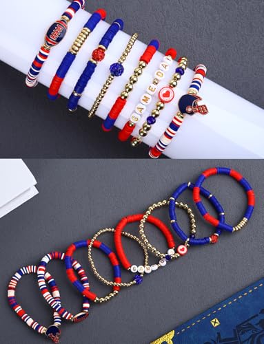 Game Day Football Charm Bracelets for Women - Red, Black, Blue