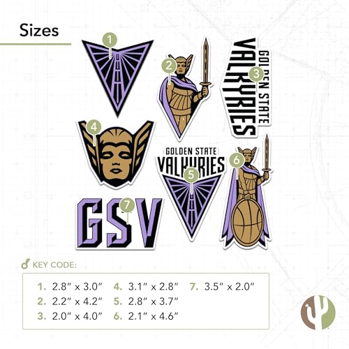 Desert Cactus Golden State Valkyries Sticker Sheet - Official Licensed Vinyl Decals