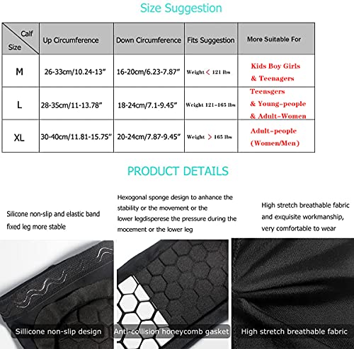 Soccer Shin Guards for Kids & Adults - Black, Large