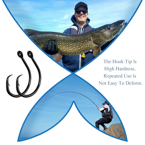 10/0 High-Carbon Steel Circle Hooks - Barbed Fishing Hooks, 10PCS