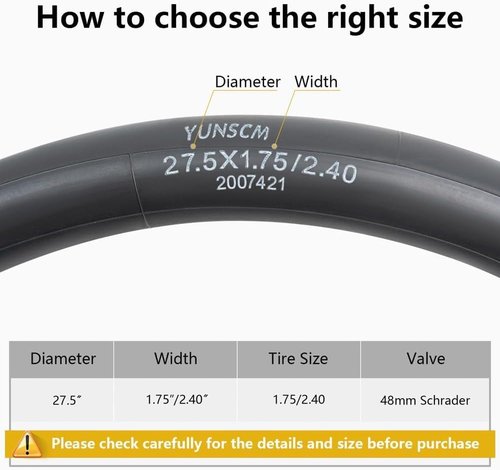 Heavy Duty Bike Tire Tubes by [Brand Name] - 27.5" AV48MM Schrader Valve | Compatible with 27.5x1.75-2.4 MTB