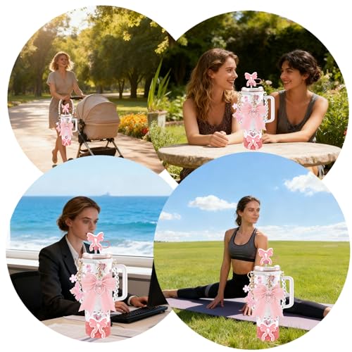 Tumbler Accessories Set for Stanley Cup 30oz & 40oz - Pink
