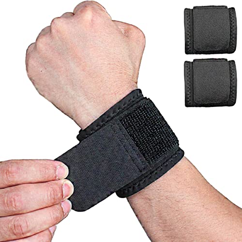 Adjustable Wrist Support Braces - 2 Pack Compression Wraps for Pain Relief