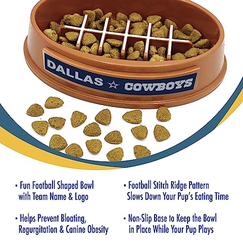 NFL Dallas Cowboys Football Design Slow Feeder Pet Bowl