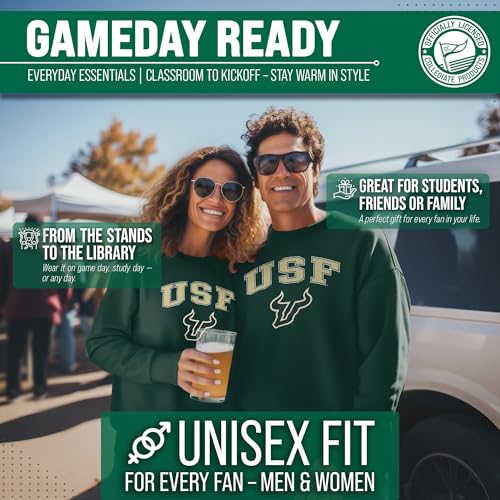 USF Bulls Crewneck Sweatshirt - Large - Green Fleece Pullover
