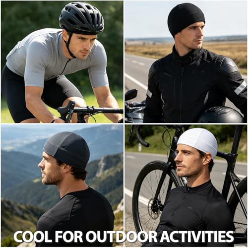 Cooling Skull Cap Helmet Liner - Moisture-Wicking Cycling Cap - Black