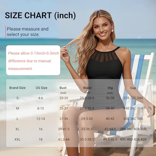 Holipick Black One-Piece Swimsuit with Tummy Control, High Neck – Women