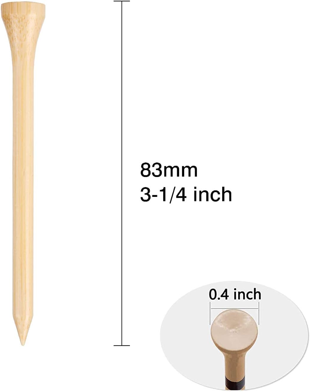 Bamboo Golf Tees - Durable 100-Pack | Eco-Friendly Biodegradable Design, 3-1/4" Size