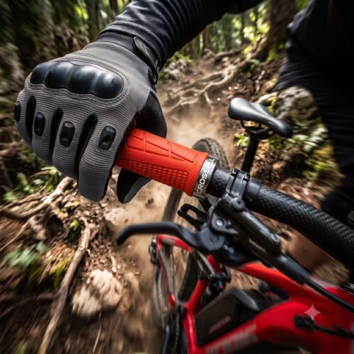 Lock-On Mountain Bike Grips - Red Non-Slip Handlebar Grips