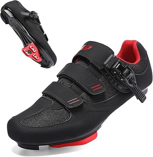 Indoor Cycling Shoes for Peloton - Men 10.5 / Women 12.5 - Black & Red