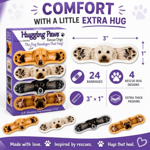 Adorable Dog Bandages - Hugging Paws Wound Wraps, 24 Ct