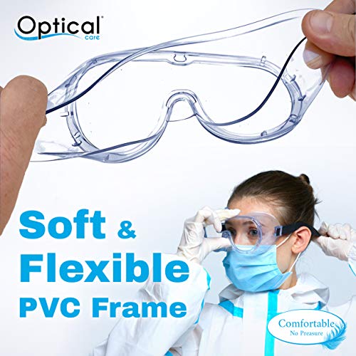 Safety Goggles - FDA Registered Anti-Fog, Fits Over Glasses - Light Blue