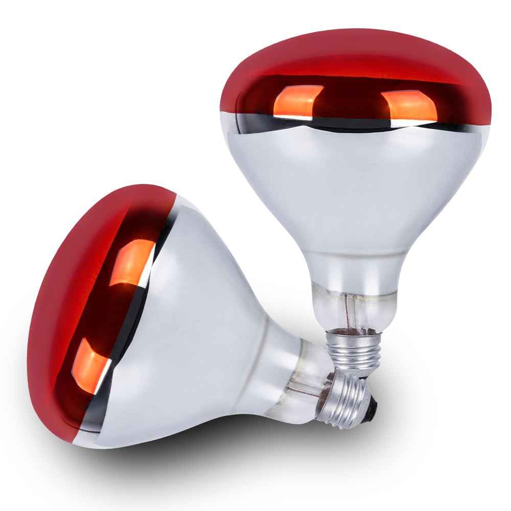 Wesome Lighting 250 Watt Heat Lamp Bulbs for Chicks, R40 Brooder Heat Lamp for Chickens, Infrared Reflector Heat Bulbs for Brooder Heater, Incandescent Spotlight for Pet, Bathroom, Food (2 Pack)