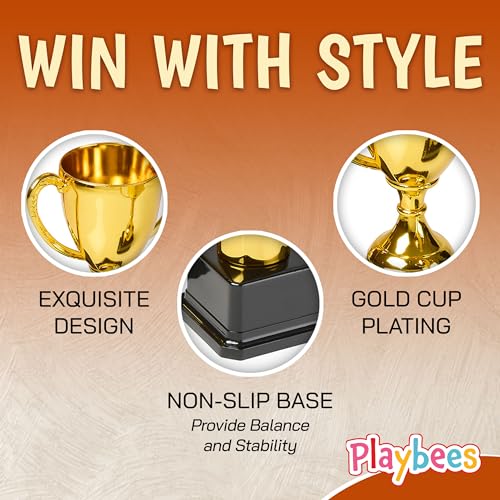 Playbees Gold 7-Inch Trophies, 12 Pack for Kids Sports & Awards - Gold Cup