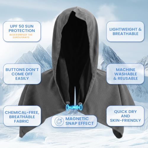 Cooling Hoodie Towels for Neck and Face - Dark Gray