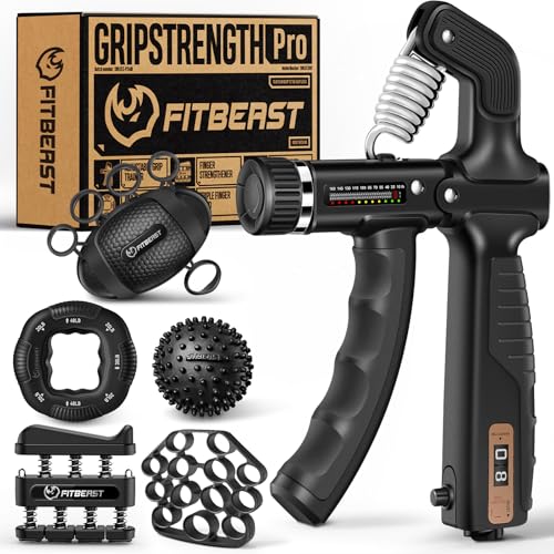 Grip Strength Trainer Kit - 6 Pack Adjustable Resistance - Black