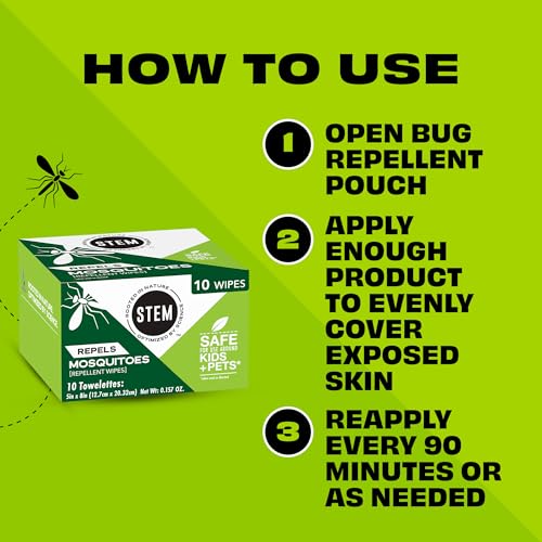 Mosquito and Tick Repellent Wipes - 10 Count Pack with Botanical Extracts