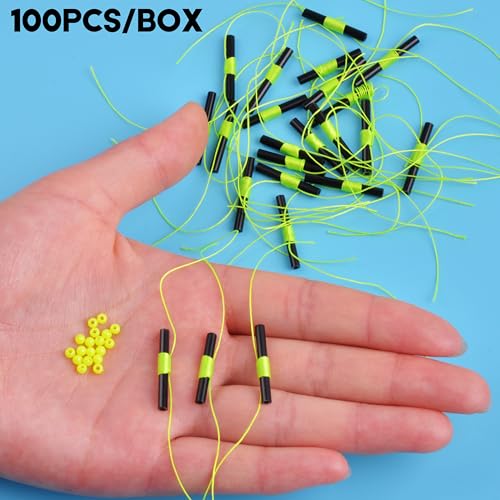 Fishing Slip Bobber Stops - 100pcs Yellow Bobber Stoppers