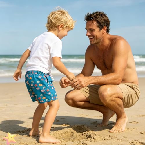 Toddler Boy Swim Trunks Quick Dry Lightweight Shorts with Pocket - 4-5T Seasnail