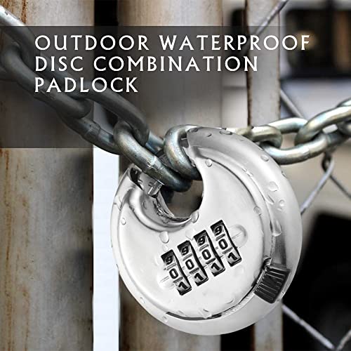 4 Digit Combination Lock, Combination Disc Padlock with Hardened Steel Shackle Combo Padlock for Sheds, Locker, Storage Unit, Gym and Fence (4 Pcs)