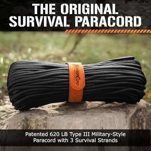 SurvivorCord 550 Paracord Army Green 100ft - Military-Grade Survival Cord for Camping & Outdoors