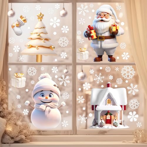 Christmas Snowman Snowflake Santa Claus Wall Sticker New Year Glass Window Decoration Mural Room Home Decor Electrostatic Decals