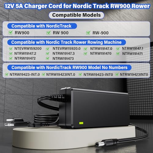 12V Replacement Charger for NordicTrack RW900 Rower - 7.5FT