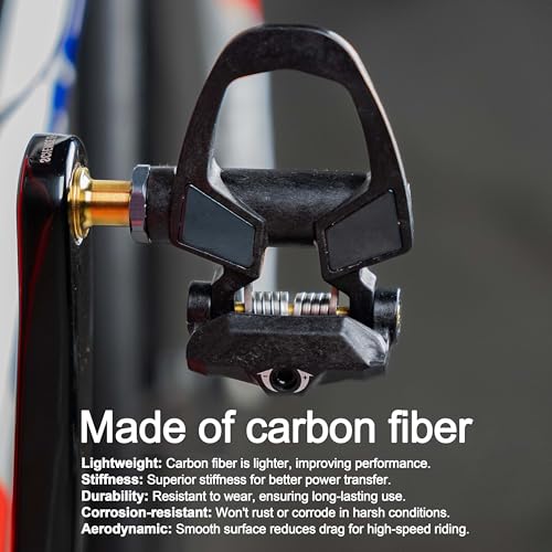 Thinvik Carbon Fiber Ti Bike Clipless Pedals Set for Road Cycling, Lightweight 99.5g with Cleats