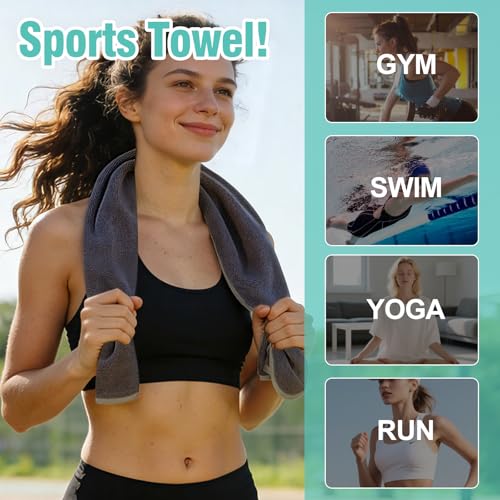 Microfiber Gym Towels 2 Pack - 15x31 Inch Grey-Green