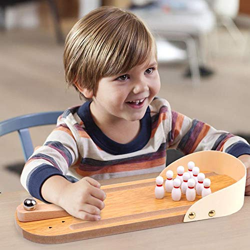 Mini Wooden Desktop Bowling Game Toy for Kids - Fun Classic Desk Game