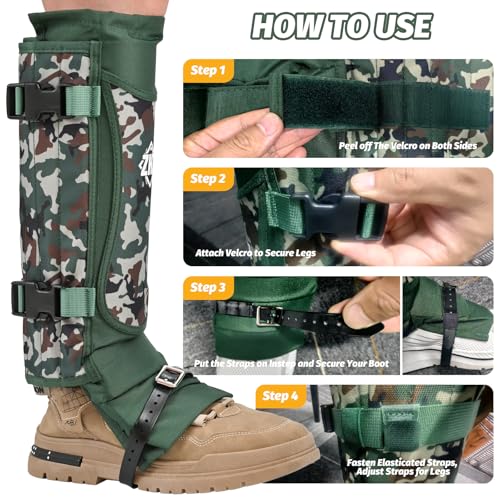 Snake Gaiters - Durable Waterproof Lower Leg Protection - Army Green