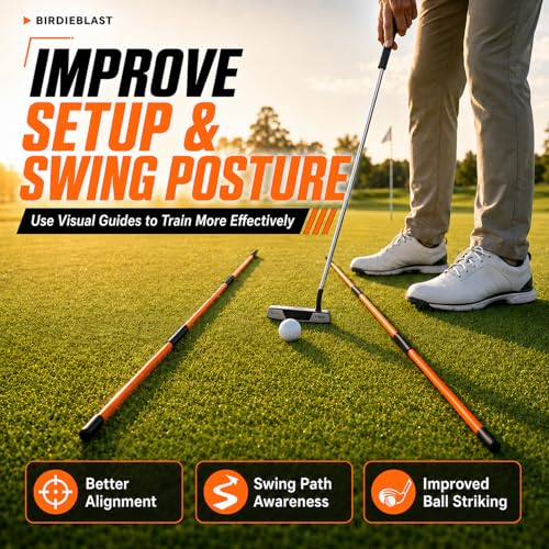 Collapsible Golf Alignment Sticks - 4 Pack Orange, 40" Training Aid