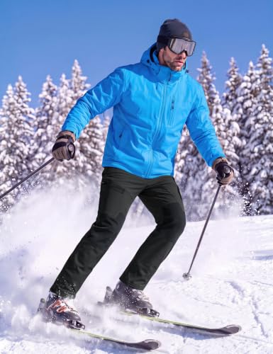 MAGCOMSEN Men's Waterproof Snow Ski Pants Fleece Lined Black 34