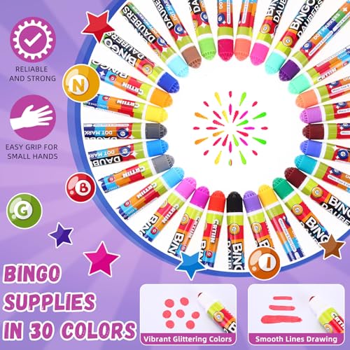 Crtiin 90 Pack Bingo Dot Markers - 30 Bright Colors, Kids Art Supplies
