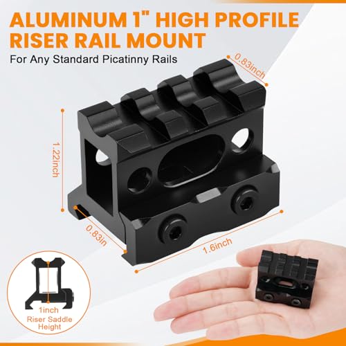 1-Inch Picatinny Riser Mount with 3 Slots for Scopes & Optics