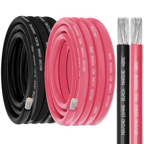 18 AWG Marine Wire - 30 ft Red & 30 ft Black, Tinned Copper, 600V, UL 1426