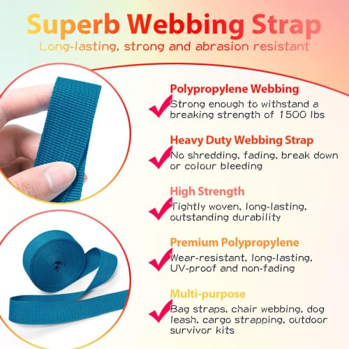 1.5 Inch Polypropylene Webbing Strap - Blue, 5 Yards